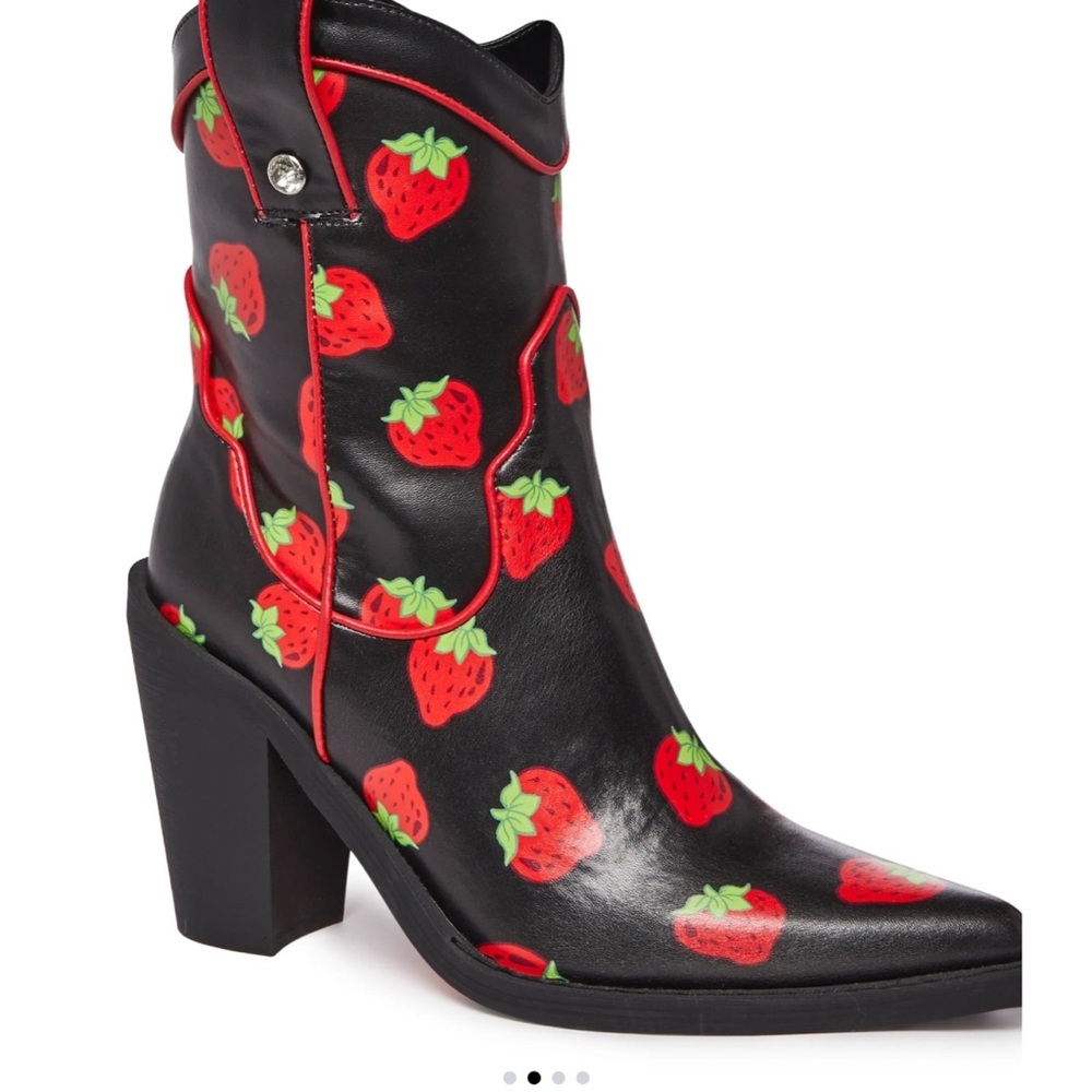 DOLLS KILL NEW STRAWBERRY SHORTCAKE  BLACK SYNTHETIC UPPERS MAN MADE SOLE UNWORN